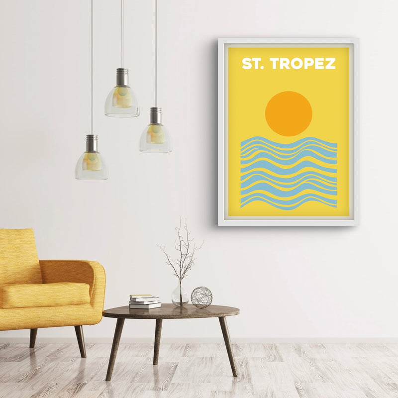 Modern Abstract Art Print in Yellow-St.Tropez- Interior design