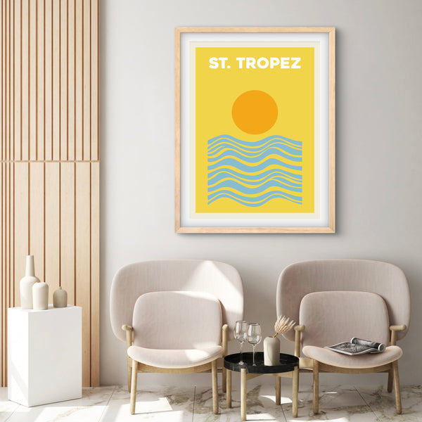 Modern Abstract Art Print in Yellow-St.Tropez- Interior design