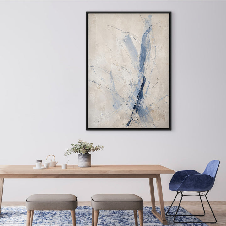 Atelier Lines blue gesture abstract portrait framed canvas in a modern study