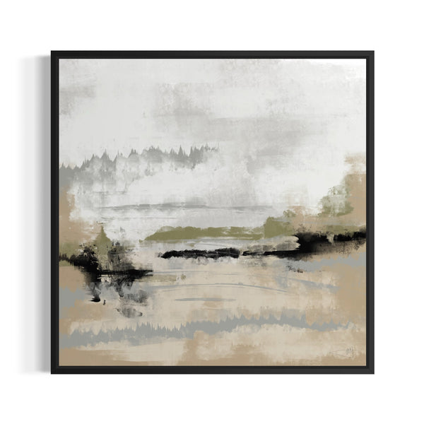 Calm Modern Abstract Art Decor with White Wall Background