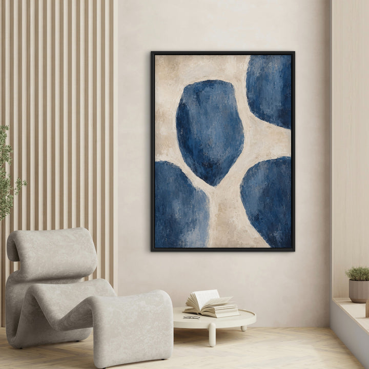 Bleu Forms second organic blue abstract portrait framed canvas