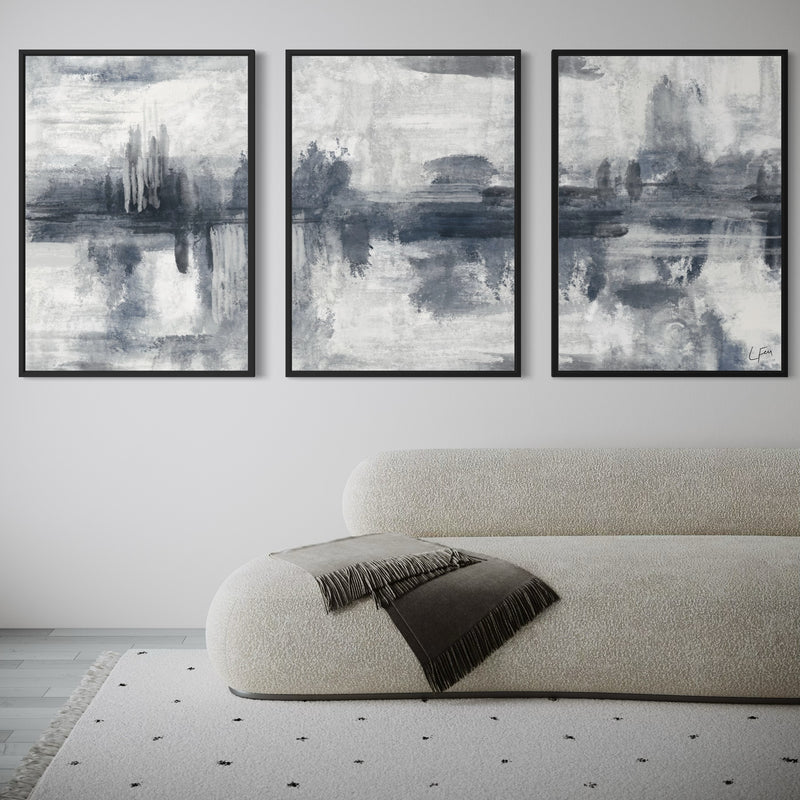 Modern Minimal Style Wall Art Styled With A Cream Bouclé Sofa, Neutral Fringe Throw, Light Gray Flooring, And A Soft Patterned Area Rug. Perfect For A Contemporary Living Room.