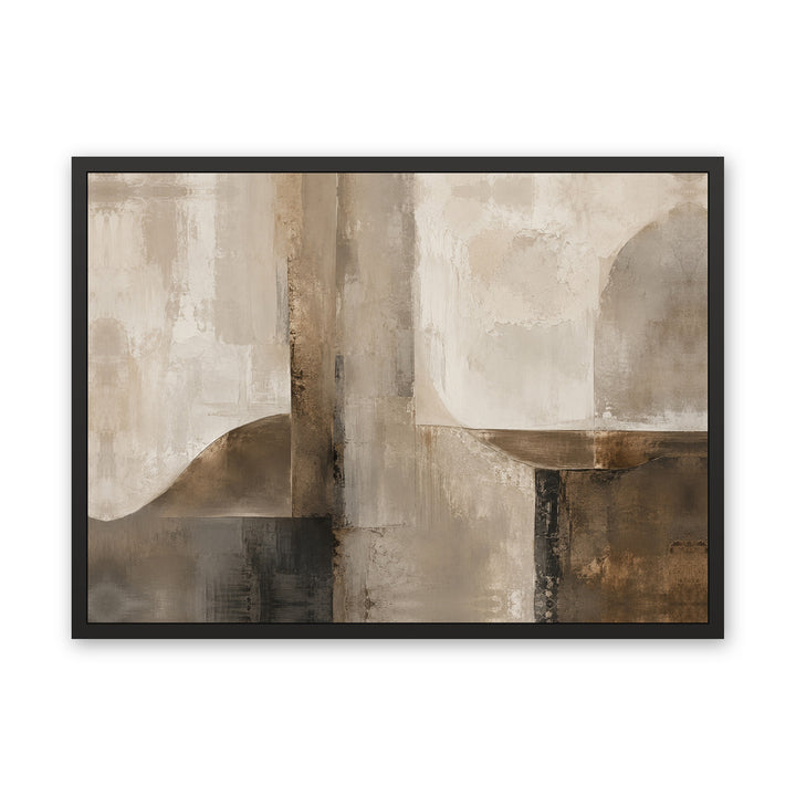Bronze Vault abstract framed canvas, black frame, front view