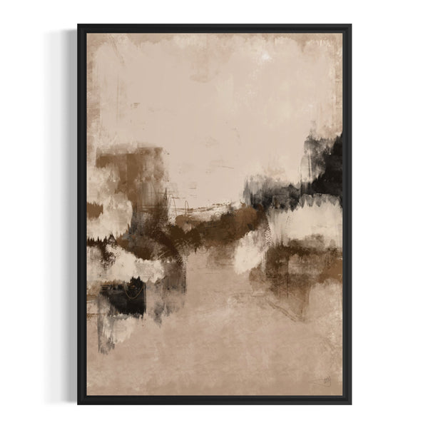 Neutral Tonal Abstract Art Home Decor Styled With White Wall Background
