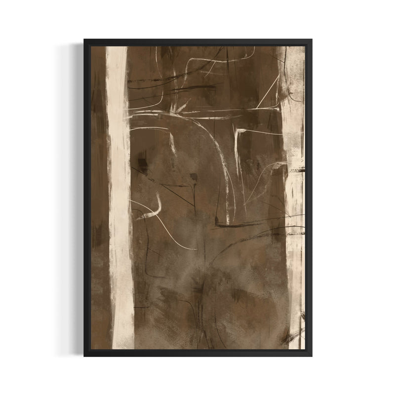 Modern Abstract Wall Art Decor Style With Earthy Textured Strokes And Soft Neutral Tones. Perfect For A Contemporary Living Room.