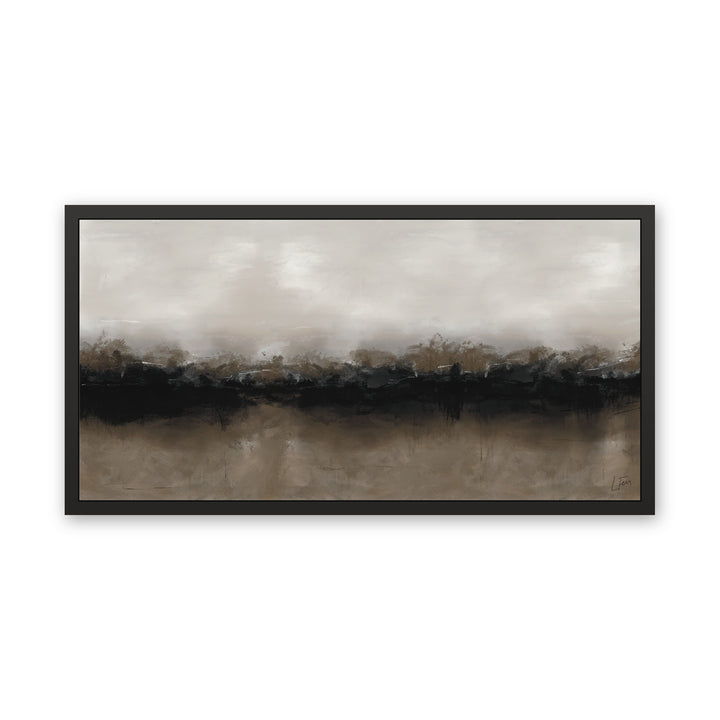 Brown Coffee abstract framed canvas, black frame, front view
