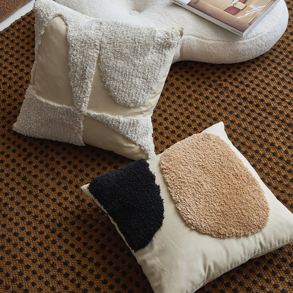 Mocha Luxury: Embroidered Sofa Cushion