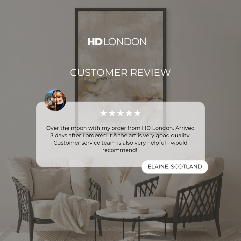 Client Review For Neutral Luxe Abstract Art Decor Styled With Cream Cushioned Lounge Chairs, A Round Marble Coffee Table, And Soft Neutral Decor. Perfect For A Contemporary Living Room.