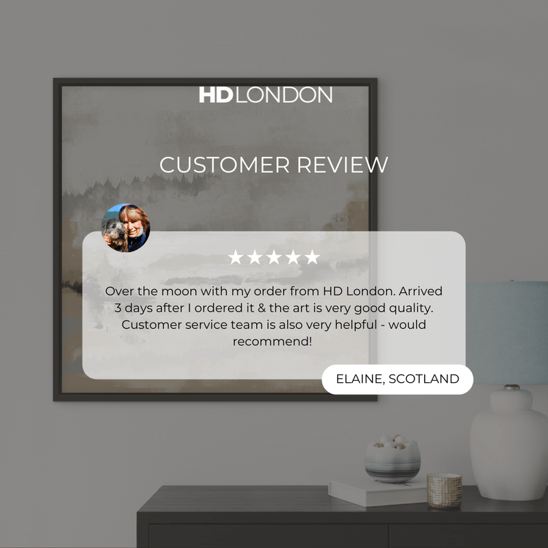 Client Review For Calm Modern Abstract Art Decor Styled With A Black Console Table, White Ceramic Lamp, And Soft Neutral Decor. Perfect For A Contemporary Living Room.