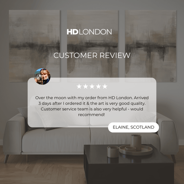 Client Review For Modern Abstract Canvas Wall Art Styled With A Cream Sofa, Neutral Throw Pillows, And A Minimal Black Coffee Table. Perfect For A Contemporary Living Room.