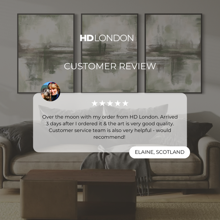 Client Review For Modern Minimalist Home Decor Wall Art Styled With A Taupe Velvet Sofa, Charcoal Pillows, A Gray Throw, And A Low Wood Coffee Table. Perfect For A Cozy Contemporary Living Room.