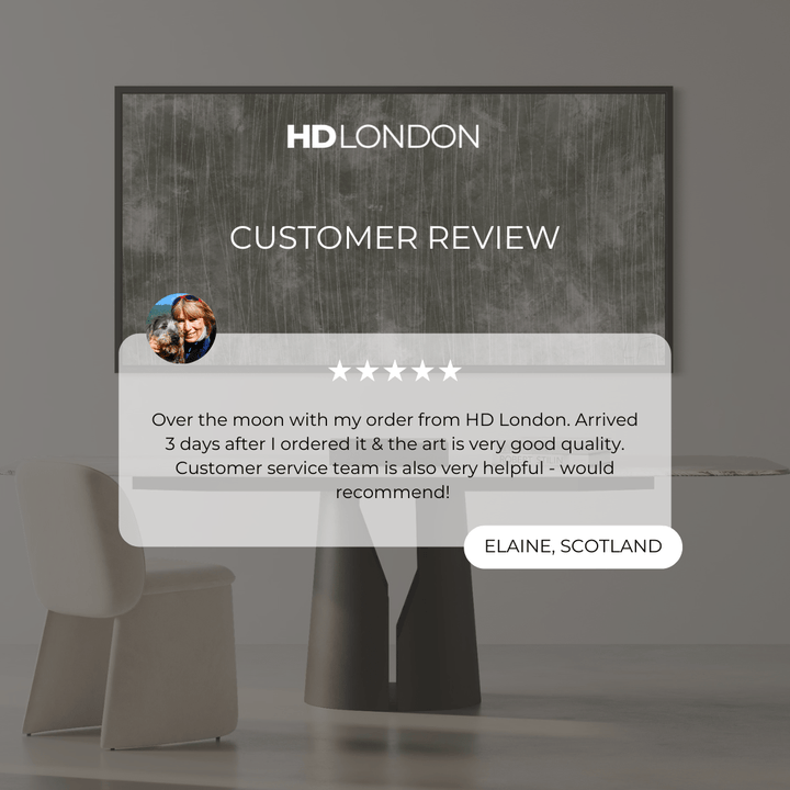 Client Review For Minimalist Framed Canvas Wall Art Style Styled With A Marble Dining Table, Cream Upholstered Chair, And Contemporary Books. Perfect For A Sophisticated Dining Room.