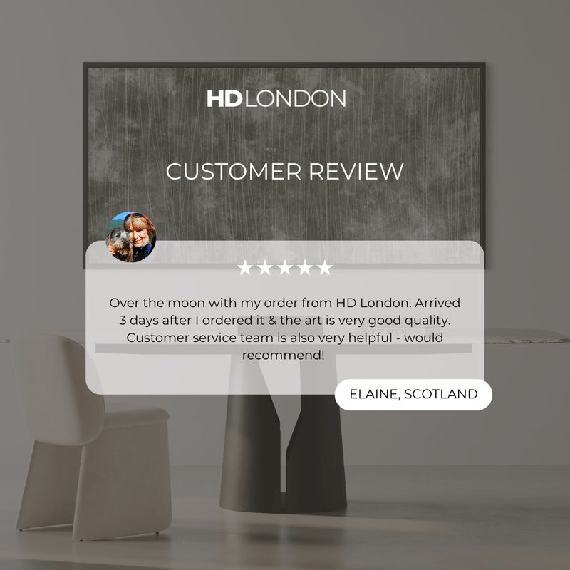 Client Review For Minimalist Framed Canvas Wall Art Style Styled With A Marble Dining Table, Cream Upholstered Chair, And Contemporary Books. Perfect For A Sophisticated Dining Room.