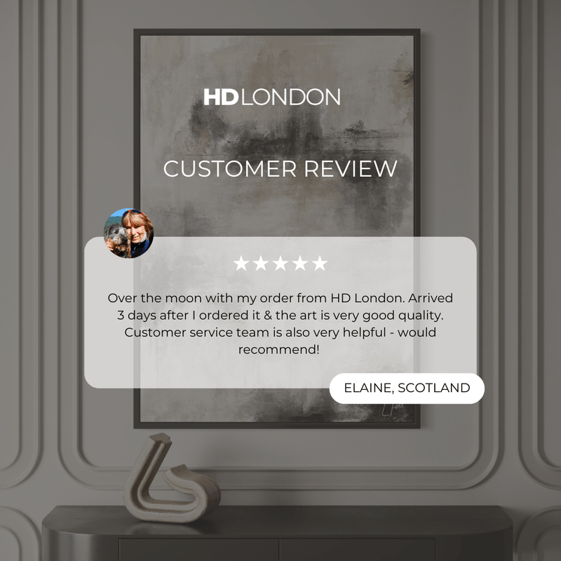 Client Review Modern Abstract Wall Art Styled With A Black Console Table And Sculptural Ceramic Decor. Perfect For A Contemporary Living Room.