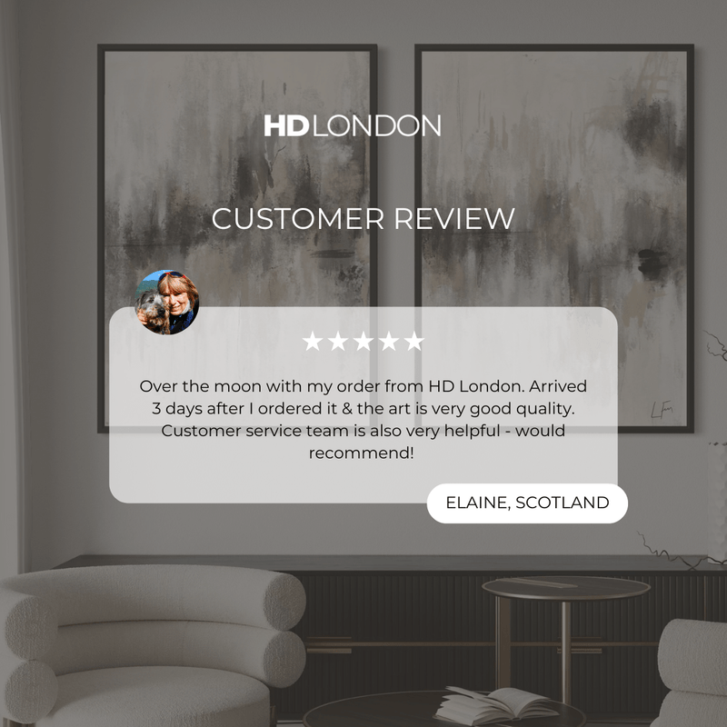 Client Review For Minimalist Wall Art Style Styled With A Cream Curved Lounge Chair, Black Ribbed Sideboard, And A Round Black Accent Table. Perfect For A Chic Contemporary Living Room.