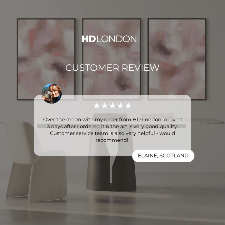 Client Review Modern Luxe Minimal Style Wall Art Styled With A Marble Top Table, Black Geometric Base, And A Soft Cream Chair. Perfect For An Elegant Modern Office Or Dining Space.