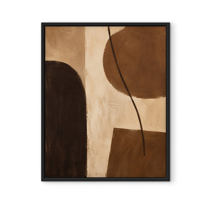 Cocoa Modern mid-century brown framed canvas, black frame, front view