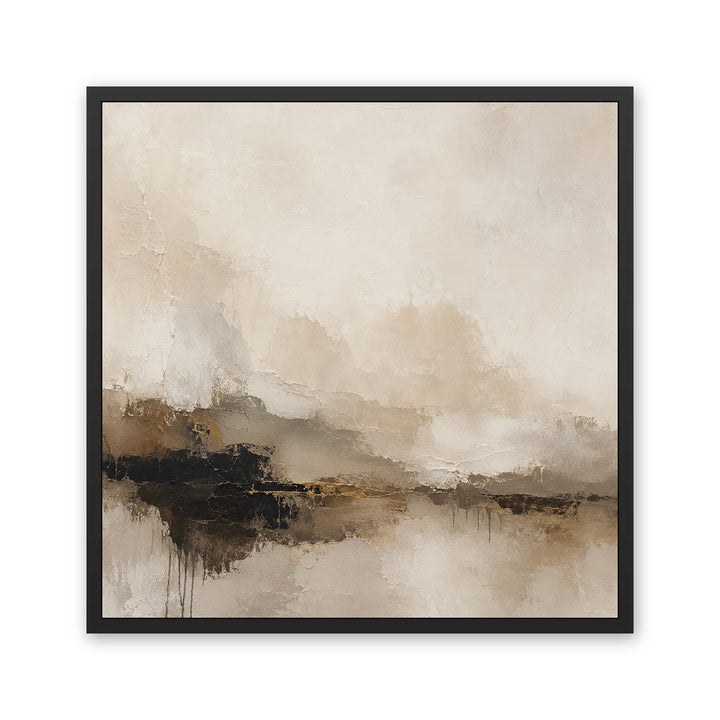 Cordoba beige abstract framed canvas, black frame, front view