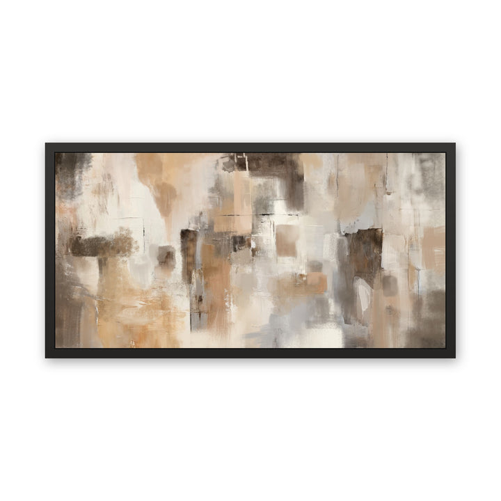 Depths neutral abstract framed canvas, black frame, front view