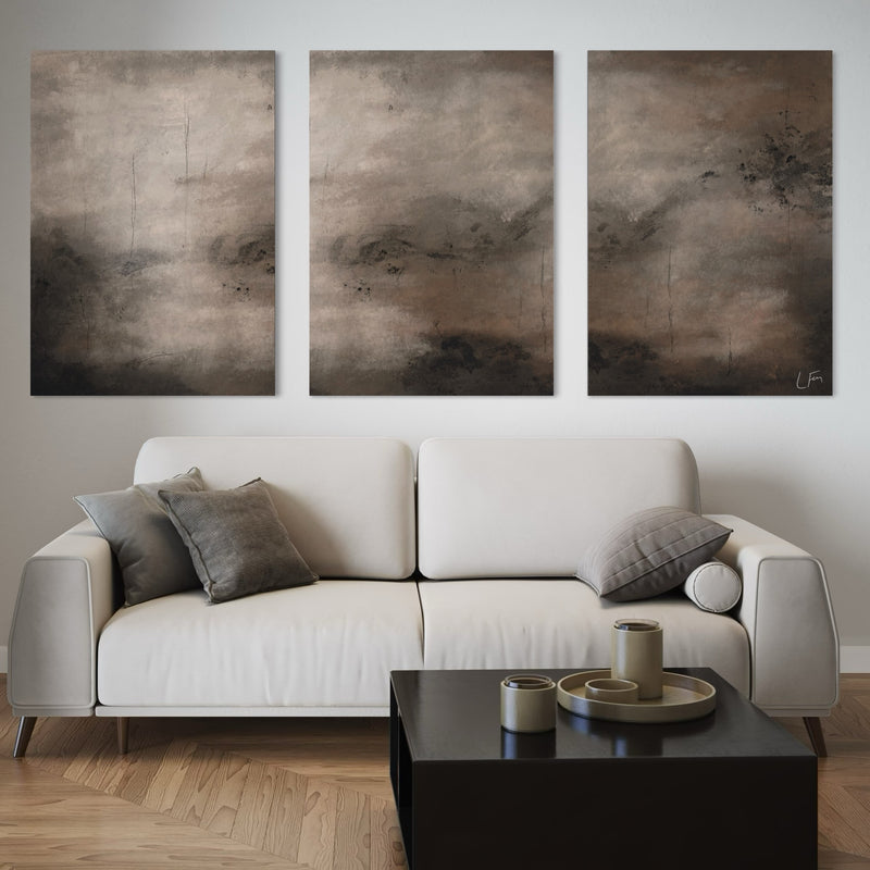 Elegant Modern Home Interior Wall Art Styled With A Cream Sofa, Soft Gray Throw Pillows, And A Sleek Black Coffee Table. Perfect For A Calm And Modern Living Room.