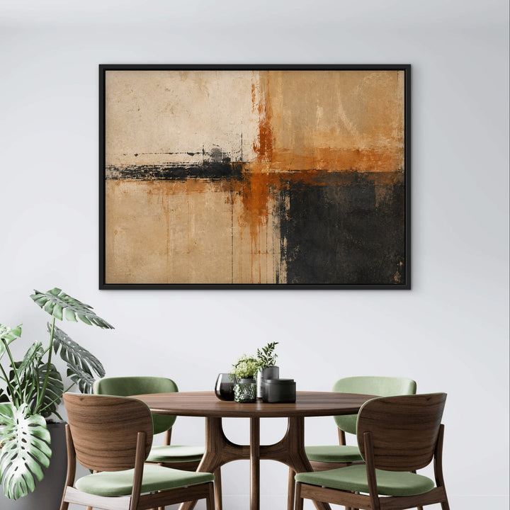 Ember Divide luxury abstract canvas above a dining table