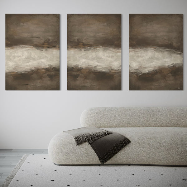 Minimalist Abstract Wall Art Decor Styled With A Cream Curved Sofa And A Soft Textured Throw. Perfect For A Minimalist Living Room.