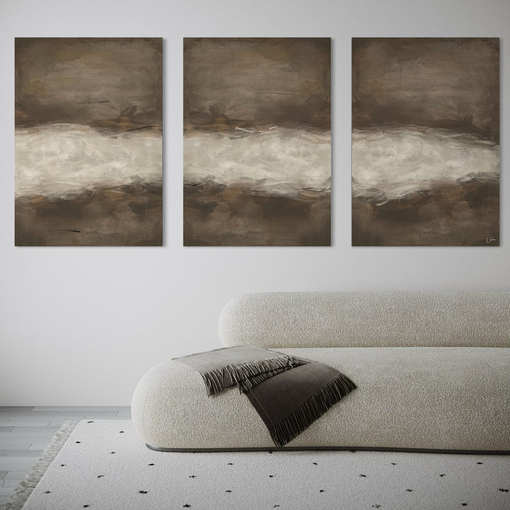Minimalist Abstract Wall Art Decor Styled With A Cream Curved Sofa And A Soft Textured Throw. Perfect For A Minimalist Living Room.