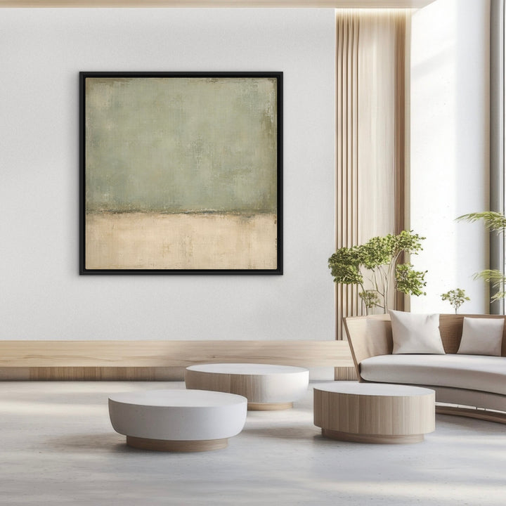 Lichen Field minimal green abstract art in an airy contemporary interior