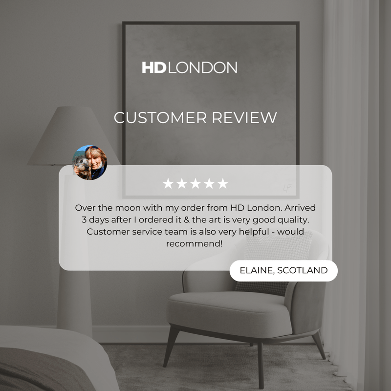 Client Review For Modern Home Decor Wall Art Styled With A Soft Gray Accent Chair, Houndstooth Pillow, Tall Sculptural Floor Lamp, And Sheer White Curtains. Perfect For A Calm Contemporary Bedroom.