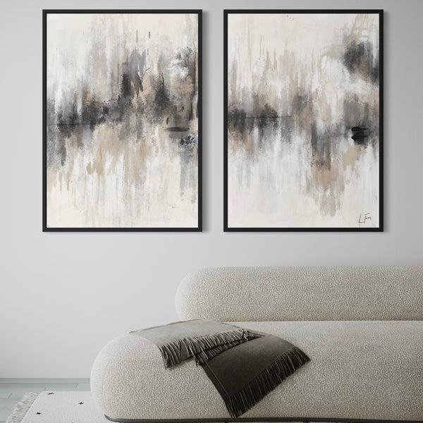 Modern Wall Art Style Styled With A Cream Bouclé Sofa, Soft Fringe Throw Blanket, And A Light Neutral Rug. Perfect For A Calm Contemporary Living Room.