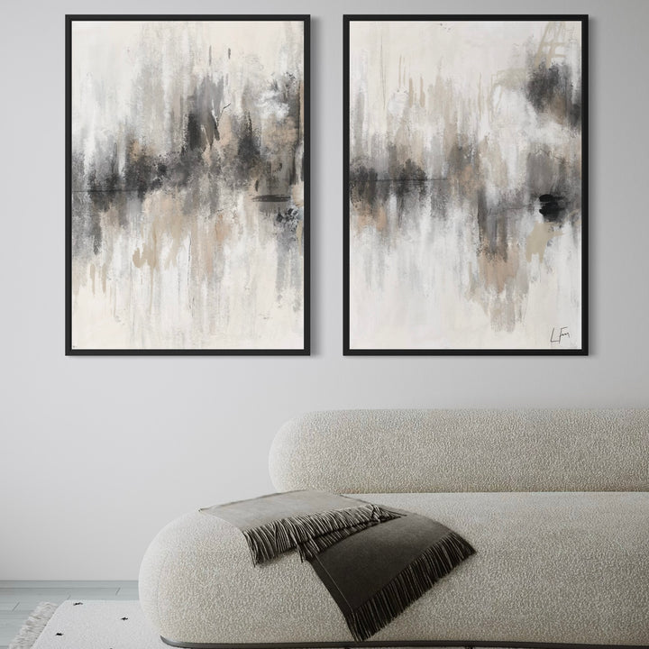 Modern Wall Art Style Styled With A Cream Bouclé Sofa, Soft Fringe Throw Blanket, And A Light Neutral Rug. Perfect For A Calm Contemporary Living Room.