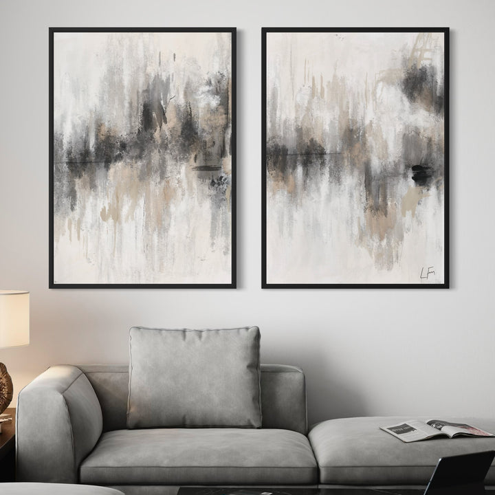 Modern Luxe Minimal Style Styled With A Plush Gray Sectional, Neutral Lighting, And A Clean White Wall. Perfect For An Elegant Modern Living Space.