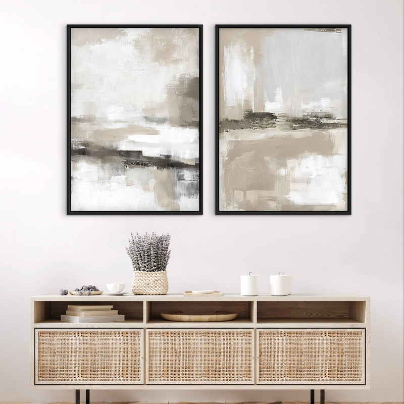 Modern Minimal Style Styled With A Light Wood Console, Woven Basket, Lavender Arrangement, And Ceramic Accents. Perfect For A Calm Minimalist Living Room Or Entryway.