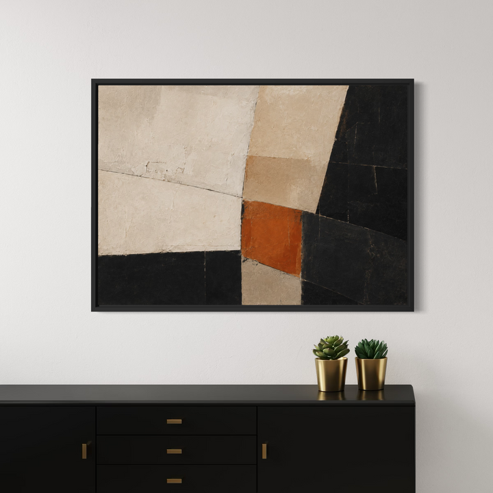 Oblique Ember geometric architectural abstract framed canvas