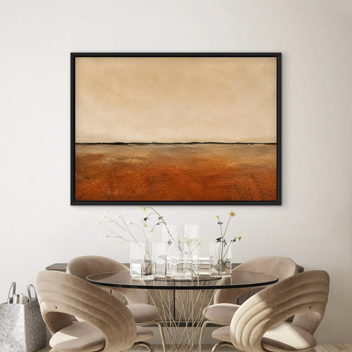 Ochre Horizon luxury canvas in an elegant dining room