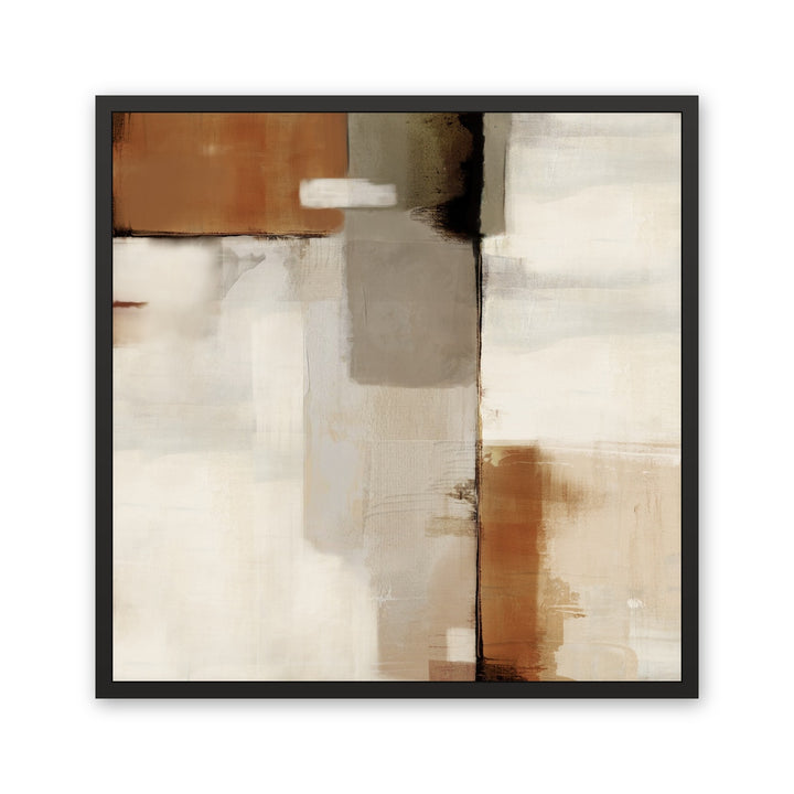 Sahara terracotta abstract framed canvas — black frame, front view