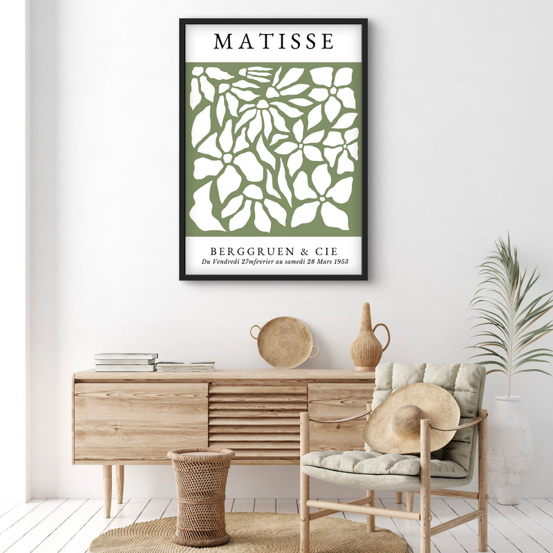 Modern Abstract Art  in Matisse Green - Minimalist Home Decor