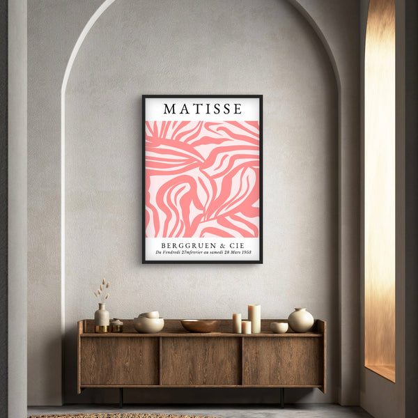 Modern Abstract Art in Matisse Rose - Minimalist Living Room Wall Art