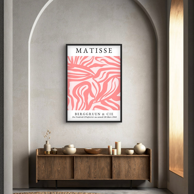 Modern Abstract Art in Matisse Rose - Minimalist Living Room Wall Art