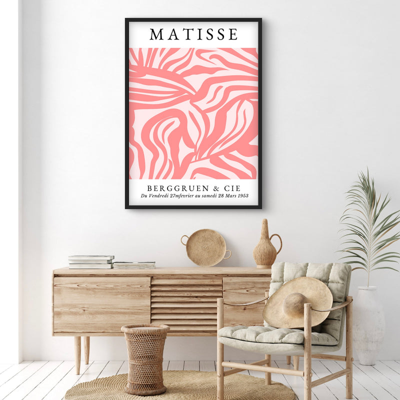 Modern Abstract Art in Matisse Rose - Minimalist Living Room Wall Art