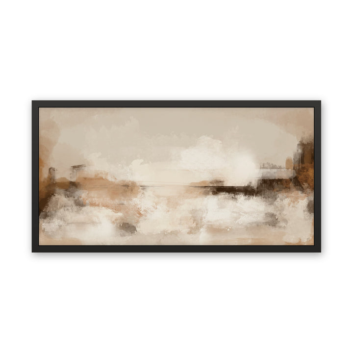 Seville Red abstract framed canvas — black frame, front view