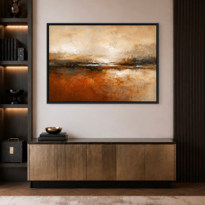 Sienna Drift abstract canvas in a refined contemporary interior