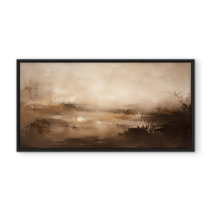 Sorrento Cacao brown abstract framed canvas, black frame, front view
