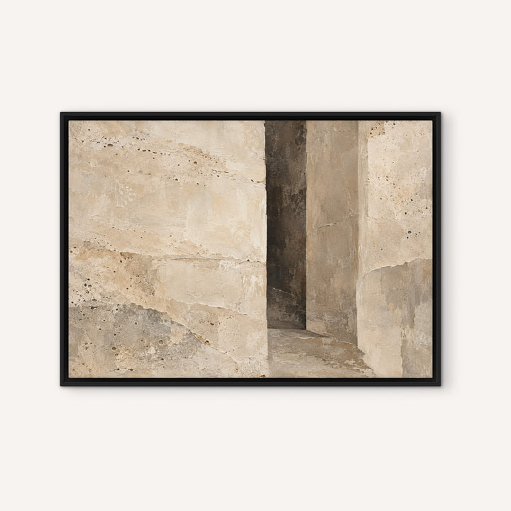 Stone Passage neutral architectural landscape framed canvas styled room view