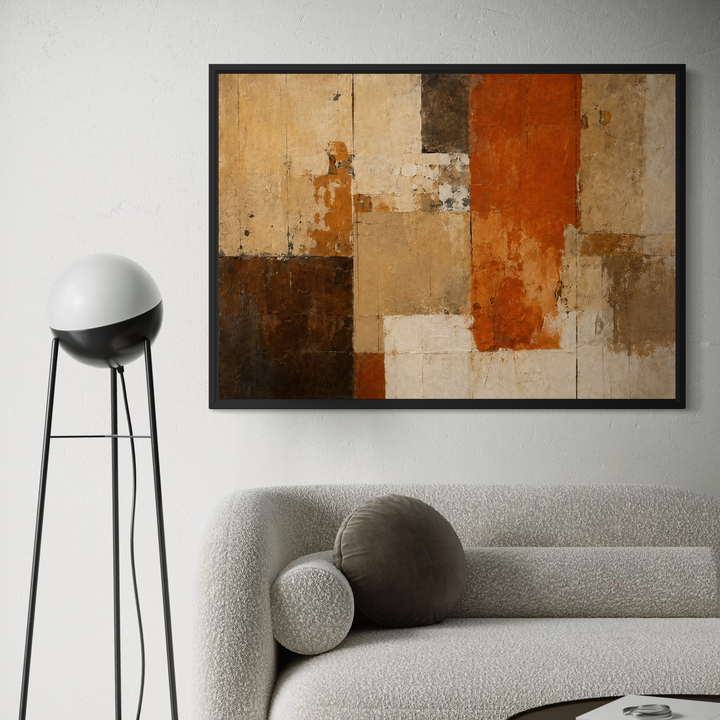 Terracotta Archive contemporary patchwork abstract framed canvas