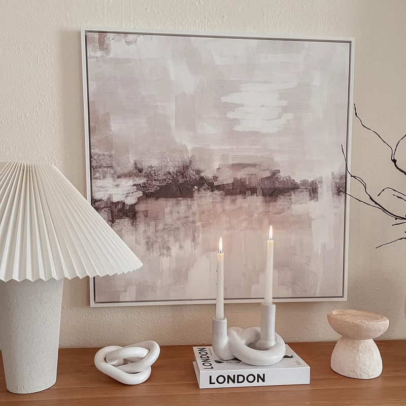 Framed Canvas - Nude & Grey Clouds