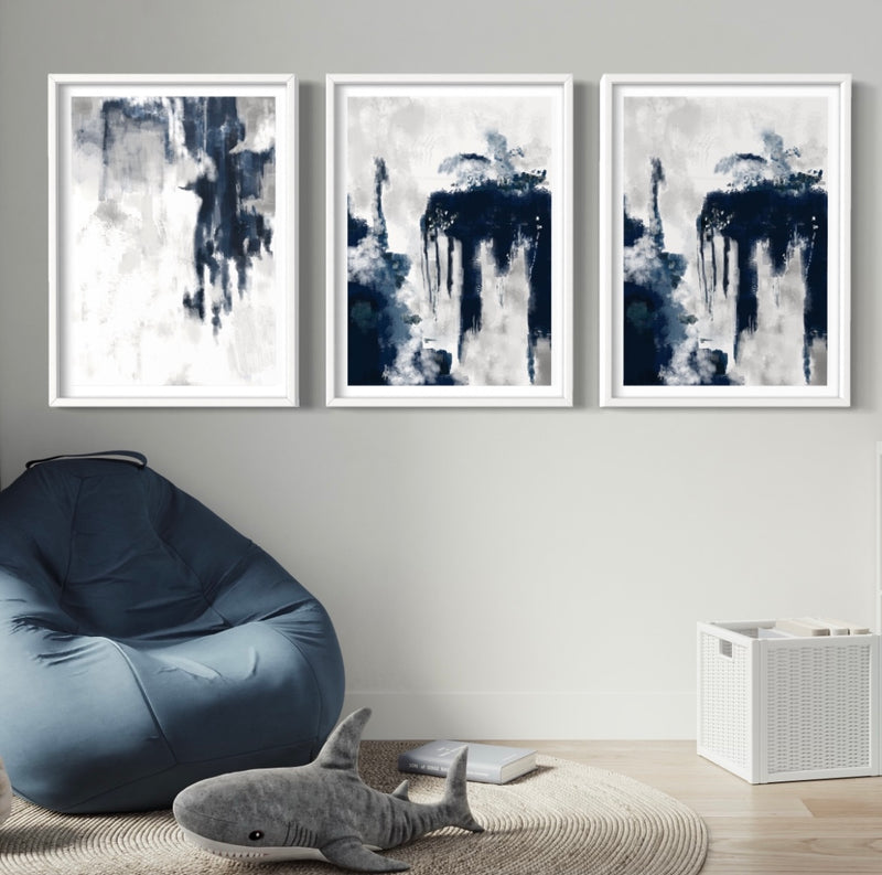 Modern Abstract Art in Blue - Blue Storm - Minimalist Home Decor