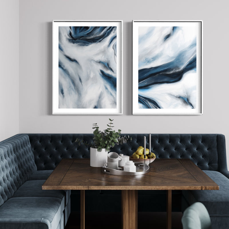 Abstract Art Set of 2 prints - Blue Marble