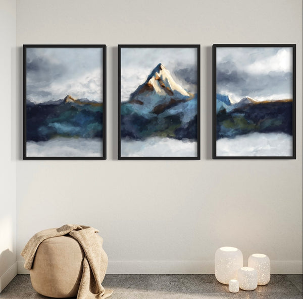 Abstract Art set of 3 prints - Mountains