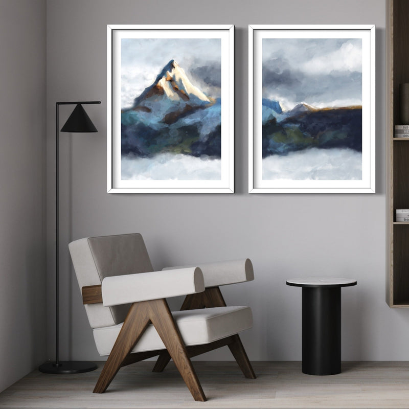 Abstract Art set of 2 prints - Mountains